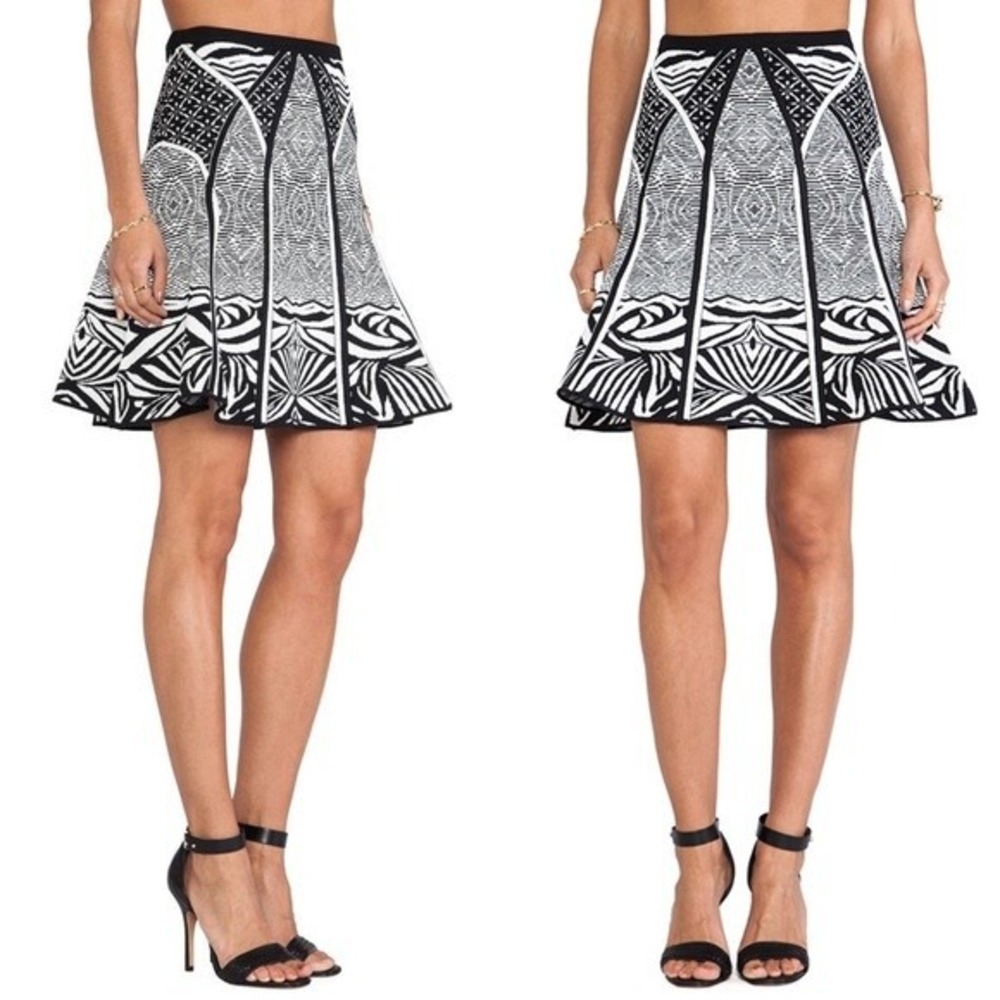 Diane von Furstenberg Samara Zebra Tattoo Knit Skirt Black White Size Small